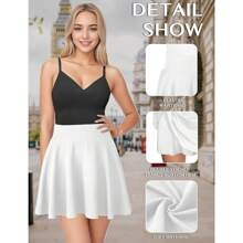 Mini Skirts For Women, Womens Casual Skater Skirt, Basic Versatile Stretchy Flared Summer Mini Skirt - 白色 - 查看 5