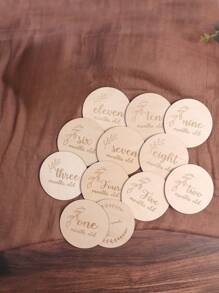 12 件婴儿每月里程碑木制圆盘，新生儿摄影道具，适合 12 个月成长婴儿派对家庭装饰礼物婴儿派对复活节礼物，适合女孩/男孩 - 彩色 - 查看 13