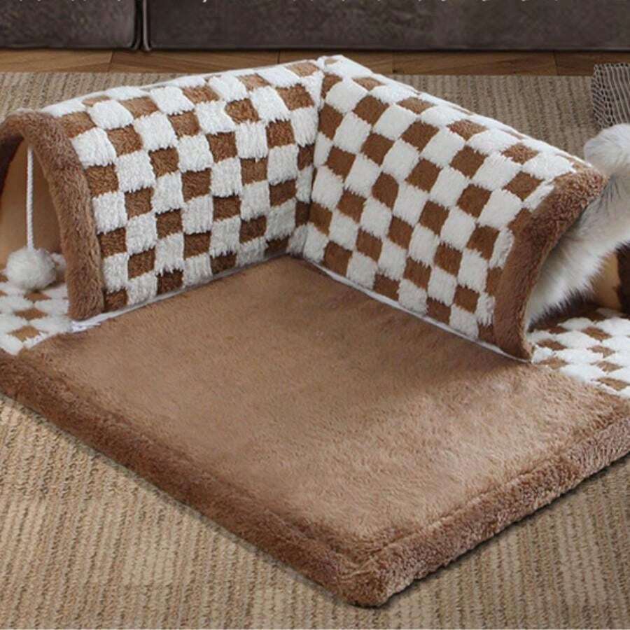 Soft And Cozy Classic Style Polyester Fiber Cat Tunnel Bed, Play And