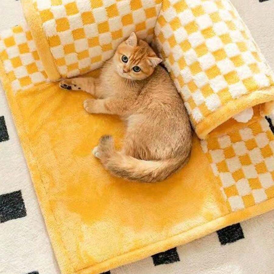 Soft And Cozy Classic Style Polyester Fiber Cat Tunnel Bed, Play And