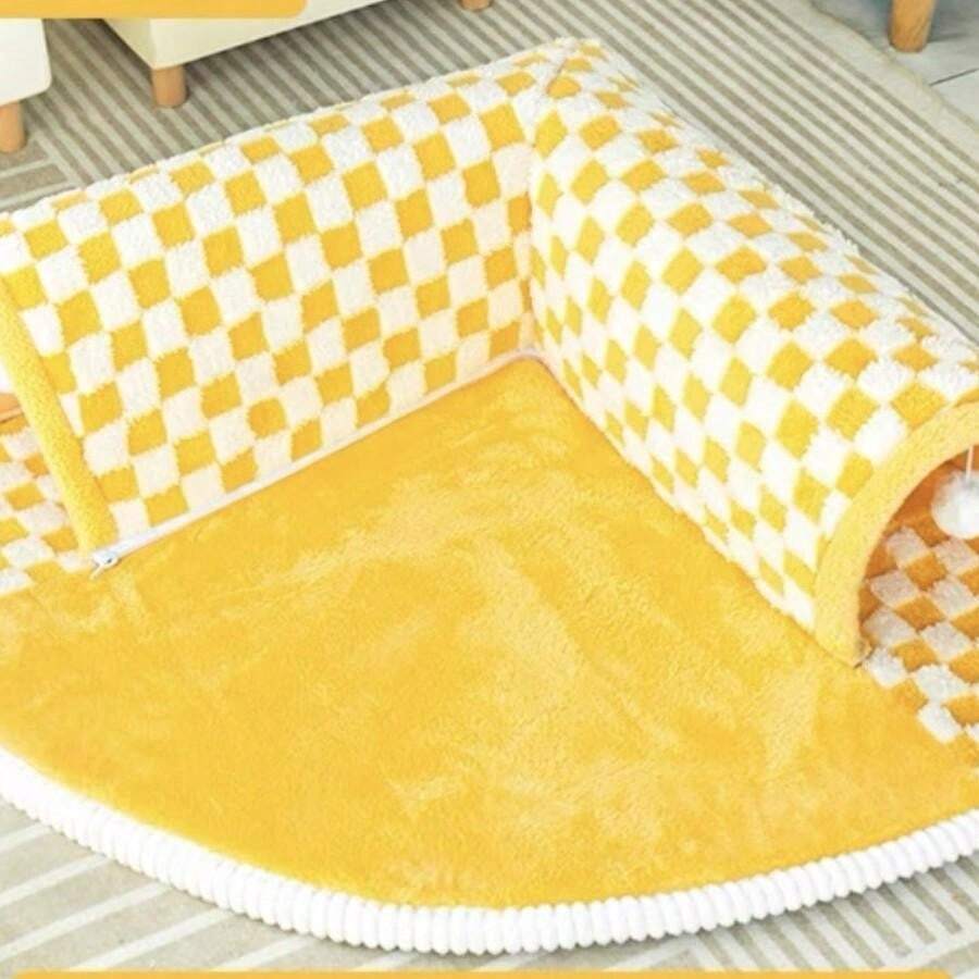 Soft And Cozy Classic Style Polyester Fiber Cat Tunnel Bed, Play And