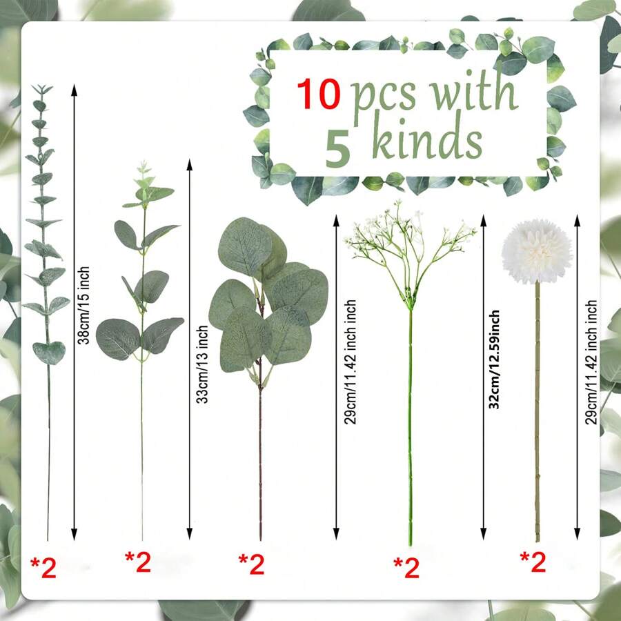10PCS Artificial Flowers Foam Lavender Christmas Eucalyptus Bouquets