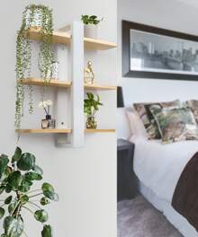 Moderne 20in Regale für an der Wand befestigte Regaleinheit Alle Kiefernholz 3-Tier großes,Regal für Schlafzimmer Wohnzimmer Büro Badezimmer Wohndekoration Speicher Pflanze Fotoanzeige