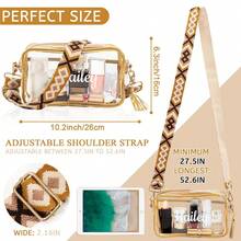 体育场活动个性化斜挎包，女士透明钱包体育场透明包透明定制腰包音乐会胸包，体育场认可的 12*12*64 透明钱包包音乐会体育赛事节日 - 金色 - 查看 5