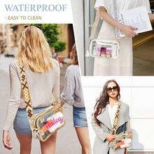 体育场活动个性化斜挎包，女士透明钱包体育场透明包透明定制腰包音乐会胸包，体育场认可的 12*12*64 透明钱包包音乐会体育赛事节日 - 金色 - 查看 4