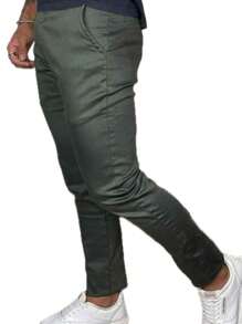 MHD MODAS Men's Skinny Pants Tailored Satin Sport Thin Elastane KNIFE POCKET - 綠色 - 查看 3
