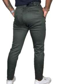 MHD MODAS Men's Skinny Pants Tailored Satin Sport Thin Elastane KNIFE POCKET - 綠色 - 查看 2