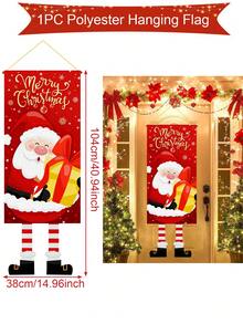 1 件圣诞快乐吊旗，涤纶卡通圣诞老人图案吊旗，圣诞吊旗，圣诞装饰，圣诞派对用品，家居装饰，挂布饰品，圣诞装饰，室内外墙面装饰，圣诞节 - 彩色 - 查看 4