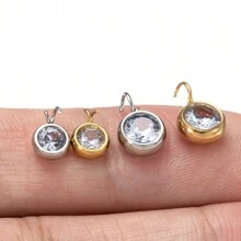 10 piezas de encantos de aro abierto de acero inoxidable con piedras de CZ, para hacer joyas DIY, pulsera, pendientes, accesorios - colgante - Ver 5
