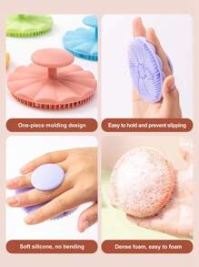 WANMEI Flowers Soft Silicone Body Exfoliating Brush,Soft Silicone Body Cleansing,Gentle Exfoliation & Massage For Deep Clean, Handheld Shower Cleaning Brush Facial Cleansing Tools 1pc Body Shower Scrubber Exfoliating Brush Face Cleansing Brush Blackhead Remover Soft Bristle Cleaning Brush Manual Massage Face Cleansing Brush