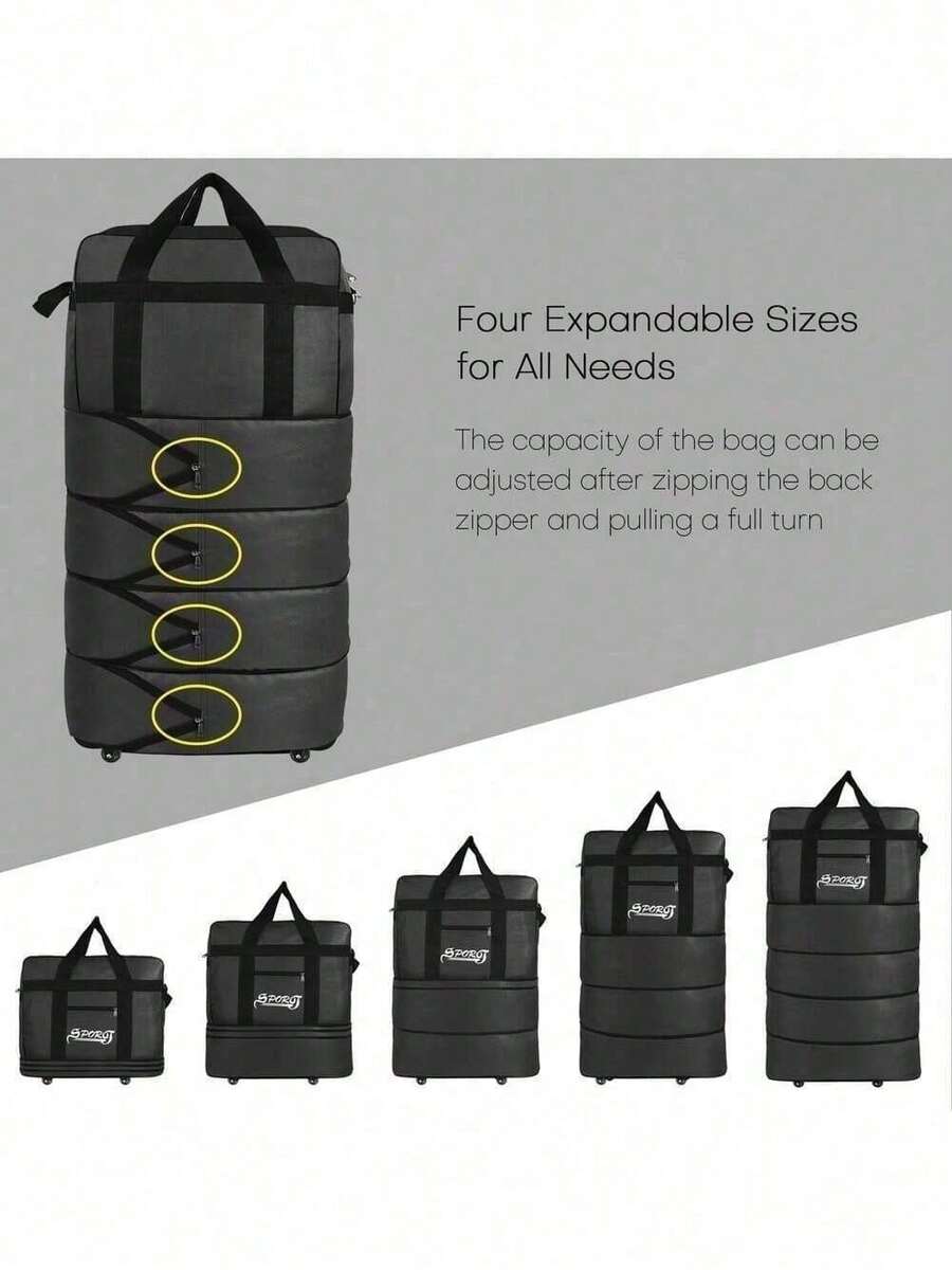 Large 40" Expandable Wheeled Duffle Bag Foldable Rolling Luggage Travel