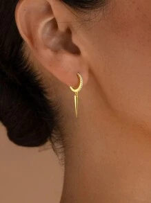 Newsoul 1 对闪亮锥形吊坠耳环女士珠宝 S925 纯银精致耳环精美珠宝礼物适合女孩日常生活约会装饰生日礼物 - 款式1 - 查看 1