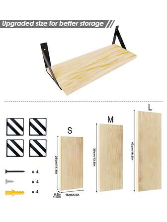 Floating Shelf, Rustic Wood Rack, Wall-Mounted Shelf, Suitable For Bathroom Decor, Bedroom, Living Room And Plants (Natural Color), Rustic Style Wooden Wall Storage Shelf For Bedroom, Living Room, Bathroom, Kitchen, Rustic, Floating Wall Shelf, Bathroom Rack Wall-Mounted Kitchen, Bedroom, Bathroom, Toilet Storage Rack, For Wall Decor Bookshelf In Living Room