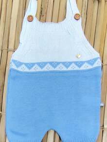 Knitted Baby Romper - Geometric Designs - Assorted Colors - 1 To 7 Months - 淺藍色 - 查看 2