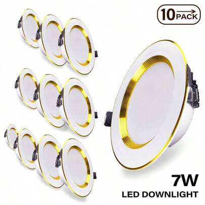 10 Pack LED Downlight, 4 Inch Ultra-Thin LED Recessed Ceiling Light, 7W 800LM Brightness, Three Color Dimmable 3000K/4000K/ 6000K Downlight,For New Construction And Retrofit Installation, Home&Light