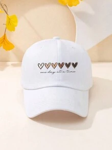 1pc Unisex Heart & Gradient English Letter Printed Baseball Cap, Outdoor Sun Protection Casual Hat - White - View 2
