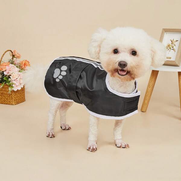 1 pezzo Giacca per animali domestici impermeabile, antivento e calda, con cintura in vita regolabile e strisce riflettenti, adatta per uso all'aperto in autunno e inverno
