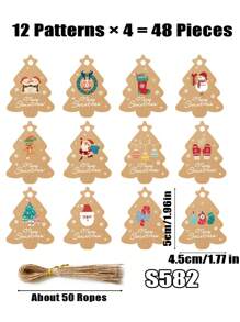 48 thẻ treo chủ đề Giáng sinh hoạt hình dễ thương sáng tạo, mặt dây chuyền trang trí cây thông Noel, nhãn sản phẩm bao bì hộp quà Giáng sinh, trang trí không khí tiệc sự kiện Giáng sinh, bó hoa Giáng sinh, gói mang đi thiệp chúc mừng lời chúc phúc Lễ Tạ ơn - Nhiều màu - Xem 2