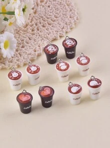 10pcs/Pack Mixed Coffee Cup Resin Pendant, Suitable For Women DIY Jewelry Making - Multicolor - View 1