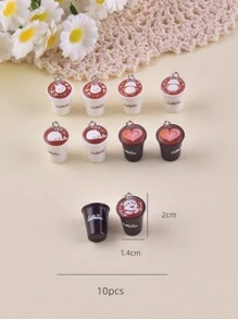 10pcs/Pack Mixed Coffee Cup Resin Pendant, Suitable For Women DIY Jewelry Making - Multicolor - View 3