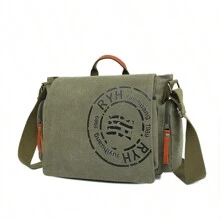 1 pieza Bolso cruzado de lona con estilo para hombres, con compartimento espacioso para documentos y tableta, correa de hombro práctica para viajes, diseño bandolera para uso diario, salir y viajes de negocios - resistente al agua y mensajero versátil para hombres, bolsos para portátiles y bolsa escolar