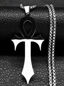 哥特式埃及安卡十字架生命之钥吊坠项链，不锈钢金/银宗教护身符项链 - 項鍊 - 查看 13