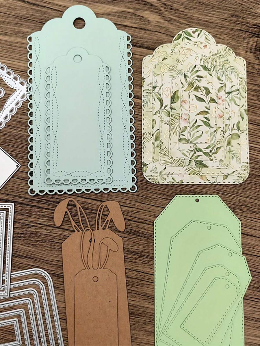 1pc Asymmetrical Card Shape Metal Cutting Dies, Embossing Template For Envelope Frame, For DIY Crafts And Papercrafts, Gift Tags And Cards - Silver - View 1