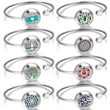 Bracelets diffuseurs d'huiles essentielles à l'arbre de vie, Bracelets-manchettes diffuseurs de parfum, Bracelets médaillons ouverts diffuseurs d'arôme