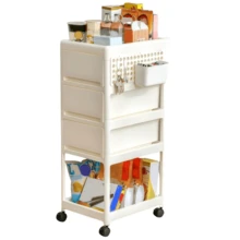 Storage Stroller - 4 Layer, Storage For Bedroom, Living Room, Kitchen,Restroom,Flexible To Move, Can Put Toys, Snacks, Tools, Pet Supplies,PP Material Is Safe And Durable Outdoor Decor - White - View 9