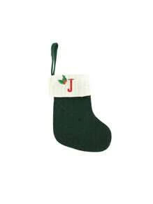 1 pièce Bas de Noël tricoté avec lettres, rouge, blanc et vert 3 couleurs, comprend 26 lettres anglaises. Peut être utilisé comme décoration de fête à la maison, ornement à accrocher au sapin de Noël ou au chevet, petit cadeau pour fête des fêtes, décoration d'Halloween - Multicolore - Voir 41
