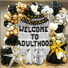 LaVenty Welcome To Adulting 18th Birthday Banner 18th Birthday Banner Happy 18th Birthday Party Decorations 18 Years Party Supplies Sign - 黑色 - 查看 5