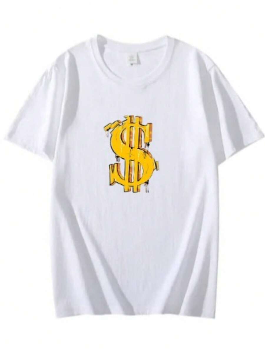 Streetwear T-Shirt Dollar Money Shirt Blouse Unisex Male Female 100% Cotton Top Premium Streetwear New Release Fast Shipping Various Colors!! Plus Size - trắng - Xem 1