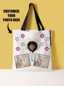 1 件定制宠物手提包，可定制您的独特设计（照片、名字、插图），适用于猫和狗，手持和肩带，非常适合户外旅行和散步