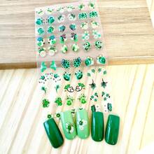 Nise Adesivos Nail Stickers Card With Flowers And Green Designs With 60 Units AD57 - 綠色 - 查看 2
