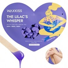 WAXKISS 心形脱毛蜡豆，100g/500g 袋装，男女通用，新配方硬蜡，含保湿成分，高附着力，温和适用于所有皮肤类型，适用于腿部、手臂、背部、腋下、比基尼部位 - 紫色 - 查看 3