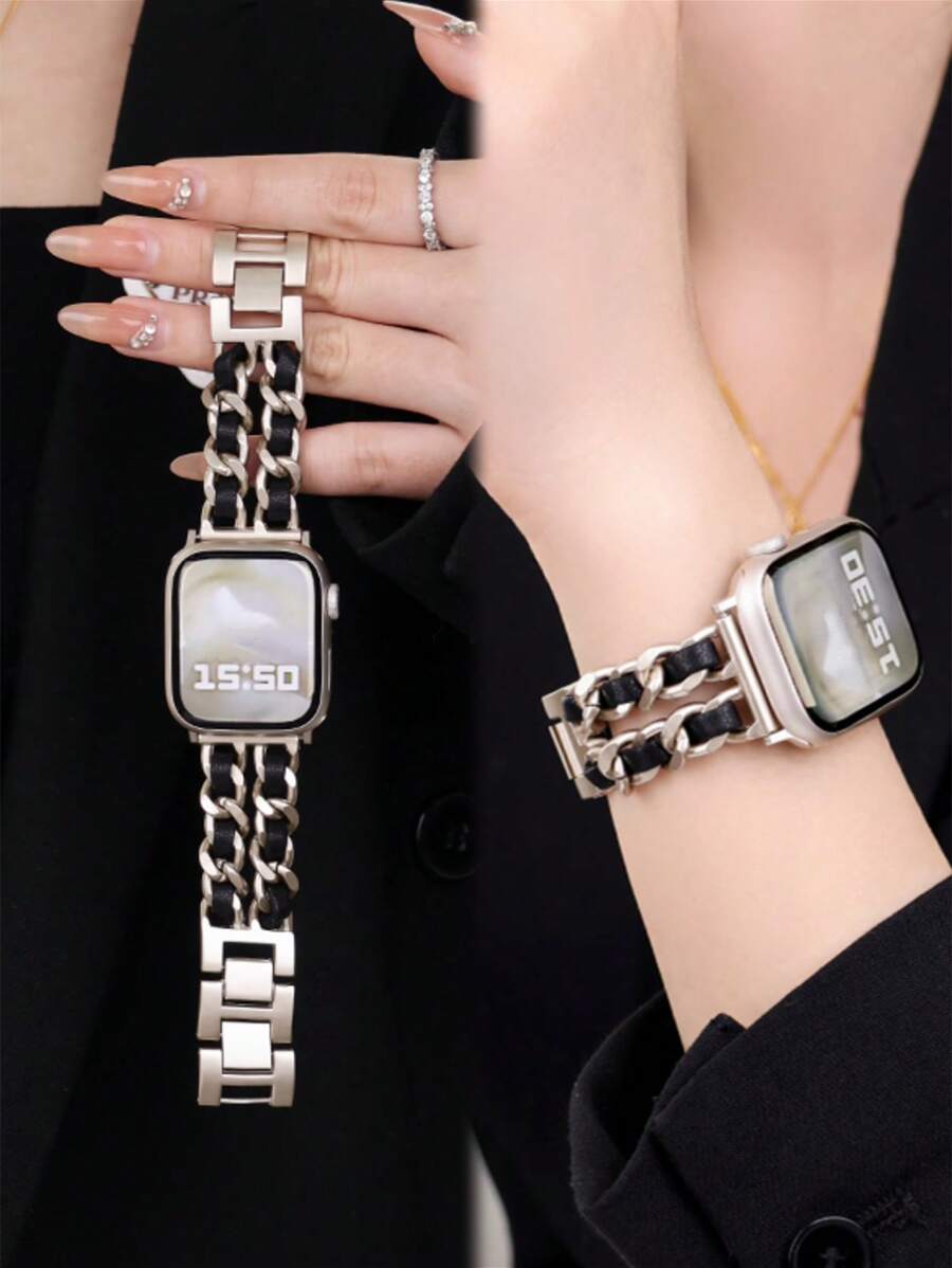 1条不锈钢表带，兼容 42mm、38mm、40mm、41mm、44mm、45mm、46mm、49mm，时尚智能手表替换表带，适用于Series Ultra2、Ultra SE2、SE 11、10、9、8、7、6、5、4、3、2、1，可作为学生返校礼物