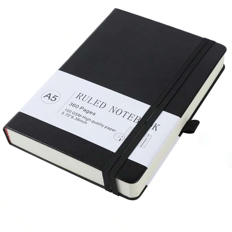 Sổ tay Nhật ký Nhật ký dành cho nam/nữ Nhật ký để viết A5 180 tờ 360 trang Sổ tay kẻ ô vuông Giấy kẻ ô vuông 100gsm Sổ tay bìa cứng bằng da 5,9'' X 8,4'' - Nhiều màu - Xem 1