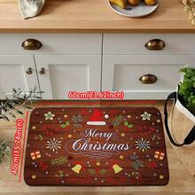 1 件圣诞礼物图案家居装饰地毯，现代简约超柔软超细纤维超强吸水防滑舒适抗疲劳地毯，防滑垫适用于室内门廊、前门、厨房、洗衣房，多场景适用 - 彩色 - 查看 4