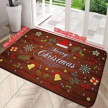 1 件圣诞礼物图案家居装饰地毯，现代简约超柔软超细纤维超强吸水防滑舒适抗疲劳地毯，防滑垫适用于室内门廊、前门、厨房、洗衣房，多场景适用 - 彩色 - 查看 5