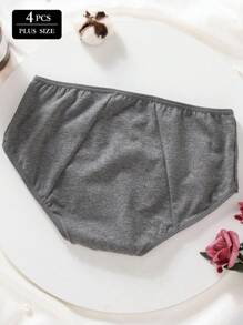 4st bekväma Andningsbara Plus Size Kvinnor Högelastiska menstruationsunderkläder, Förebyggande av läckage, Postpartum - Multifärgad - Visa 4