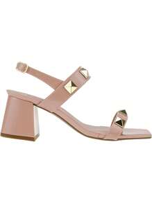 Loris Shoes Oficial Women's Sandal With ABS Block Heel, Pyramid, Studded Back, Buckle 18-415 - 裸體 - 查看 3
