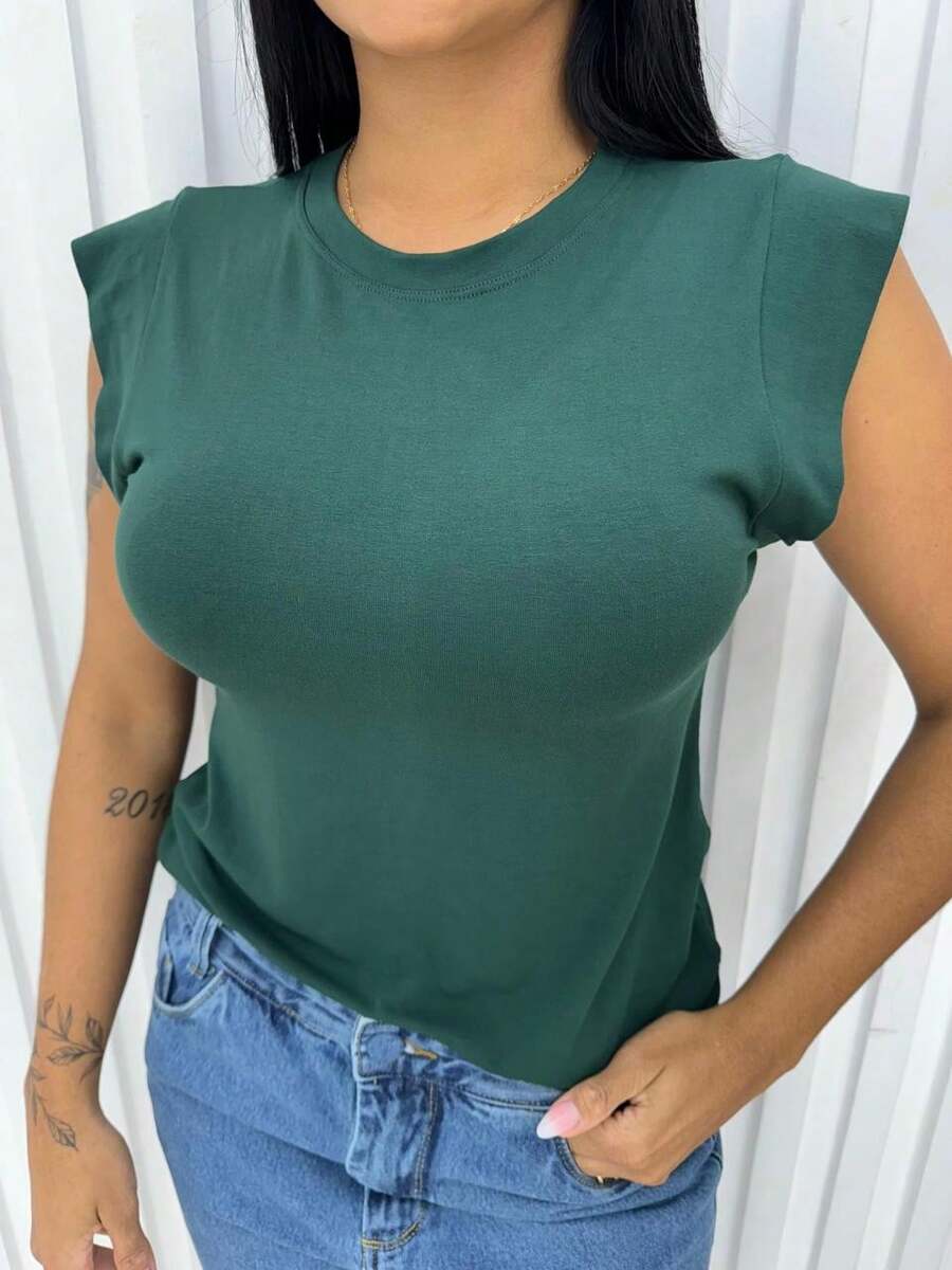 Women's Basic Muscle Tee T-Shirt - màu xanh lá - Xem 1