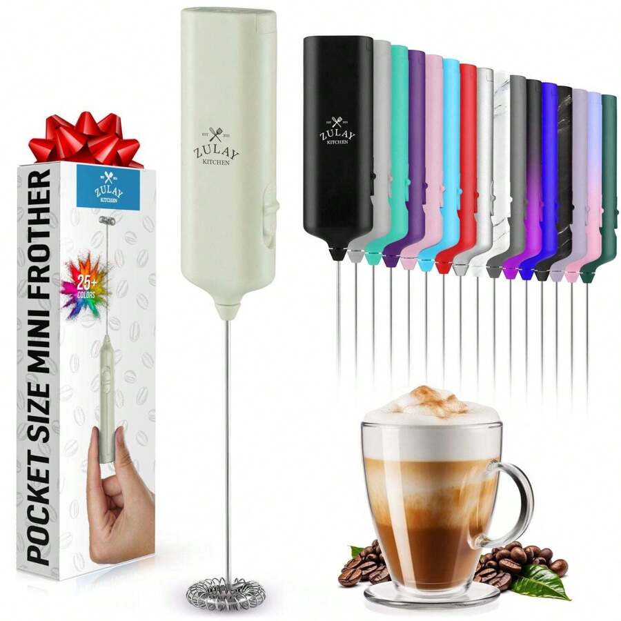 Zulay Kitchen Powerful Mini Milk Frother Handheld - Electric Hand Mixer - Sage - View 1