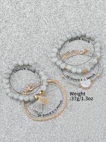 5 件/套女士塑料网状表带简约三眼罗马刻度石英腕表和手链套装 - 玫瑰金 - 查看 5