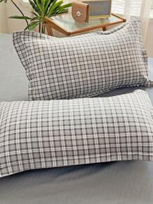 4 件套格子床上用品（1 个羽绒被套、2 个枕套、1 个床单），现代简约风格，无需填充，亲肤舒适，适合单人床/双人床，适合所有季节 - 思慕 - 查看 9