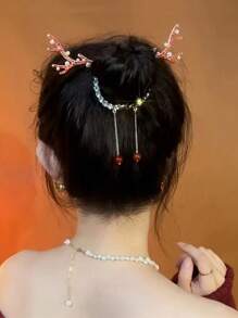 1 pieza Pinza de pelo con forma de garra de reno brillante con agarre fuerte, adecuada para cabello grueso, accesorios de pelo con borlas navideñas, decoración de pelo para cumpleaños, Navidad, fiestas, decoración del hogar, decoraciones navideñas, decoración de habitación de invierno