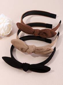 1/3 件纯色法兰绒蝴蝶结头带，条纹面料防滑头巾，优雅头饰，适合日常佩戴，秋冬，发带，发箍，发饰头带 - 彩色 - 查看 14