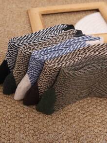 5 双男士秋冬舒适保暖吸水透气厚袜仿羊毛商务休闲中筒袜适合日常穿着 - 彩色 - 查看 3