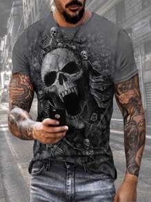 Playera Hombre Halloween Películas De Terror Camiseta Moda - Blanco - Ver 2