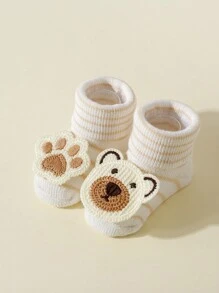 4 đôi tất cổ cao dày ấm áp họa tiết gấu dễ thương cho trẻ sơ sinh/trẻ nhỏ, thích hợp cho mùa thu/đông - Nhiều màu - Xem 8